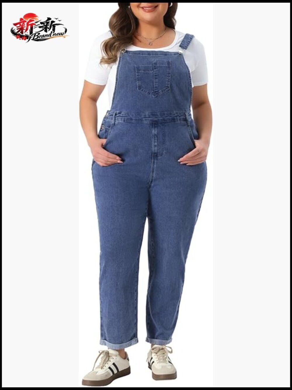 Plus Size Casual Stretch Denim Bib Overalls Jeans Pants